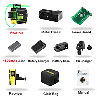 МАКСІ КОМПЛЕКТ Лазерний рівень Firecore F92T-XG приймач променя в комплекті ЗАХИСТ IP 65