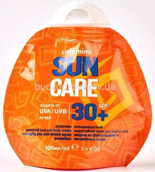 Cafe mimi SUNCARE Солнцезахісний водостійкий крем для обличчя та тіла SPF30+ 100мл, фото 1
