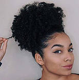 Пучок з штучних волосся афро кучерявий темно-коричневий колір об'ємний, фото 5