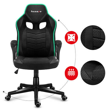 Fotel Gamingowy Huzaro Force 2.5 RGB Carbon Mesh, фото 1