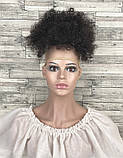 Пучок з штучних волосся афро кучерявий темно-коричневий колір об'ємний, фото 2