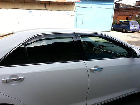 Дефлекторы окон (ветровики) Skoda Superb II 2008 -> 5дв Wagon Хром молдинг, фото 2