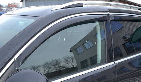 Дефлекторы окон (ветровики) Skoda Superb II 2008 -> 5дв Wagon Хром молдинг, фото 1
