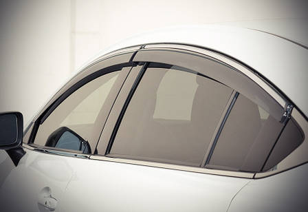 Дефлектори вікон (вітровики) Mazda 6 2013 - З Молдингом Хром, фото 1