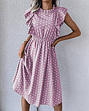 📌 Жіноча сукня в горошок з воланами міді | Гарне літнє плаття в горох "Elina" норма, фото 5