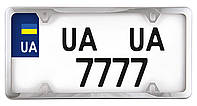 Рамка квадратная для номерного знака USA Type (CarLife) NH450 нержавейка хром