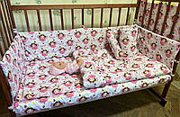 Комплект детского постельного белья, Bloom 841, бортики в кроватку малыша, защита в манеж, органайзер
