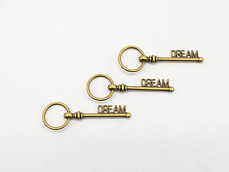 Металевий ключик декоративний з написом DREAM 5х1.7 см Товари для рукоділля
