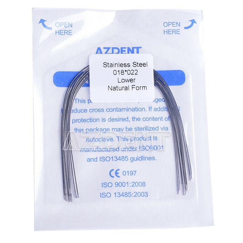 Дуги Azdent Stainless Steel (SS), 018x022, низ, 10шт/уп. Natural Form