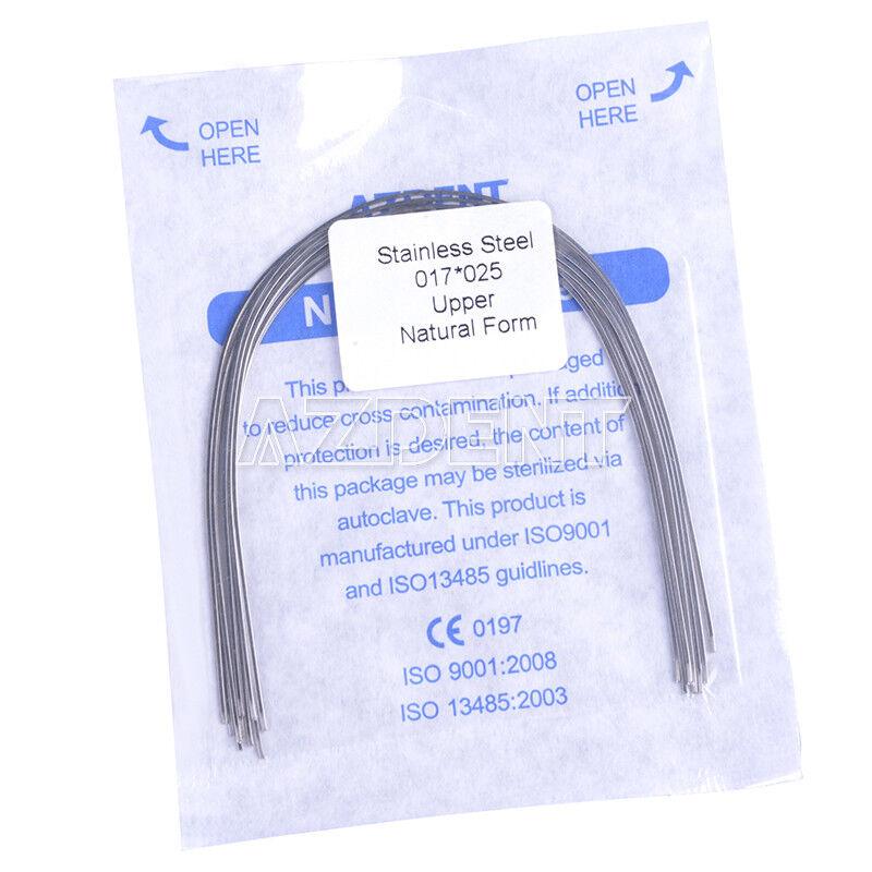 Дуги Azdent Stainless Steel (SS), 017x025, верх, 10шт/уп. Natural Form