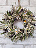 Вінок з натуральних сухоцвітів Літо в травах. Д 26 см, фото 6