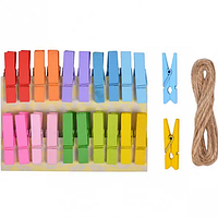 Міні прищіпки для декору дерев'яні кольорові 3.5 см (20 штук)