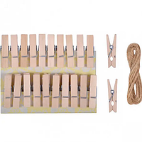 Міні прищіпки для декору дерев'яні не фарбовані 3.5 см (20 штук)