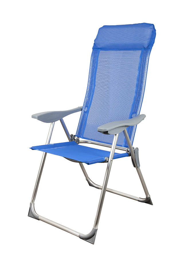 Складне крісло-шезлонг з підлокітниками для пікніка та дачі Levistella із тканини синього кольору