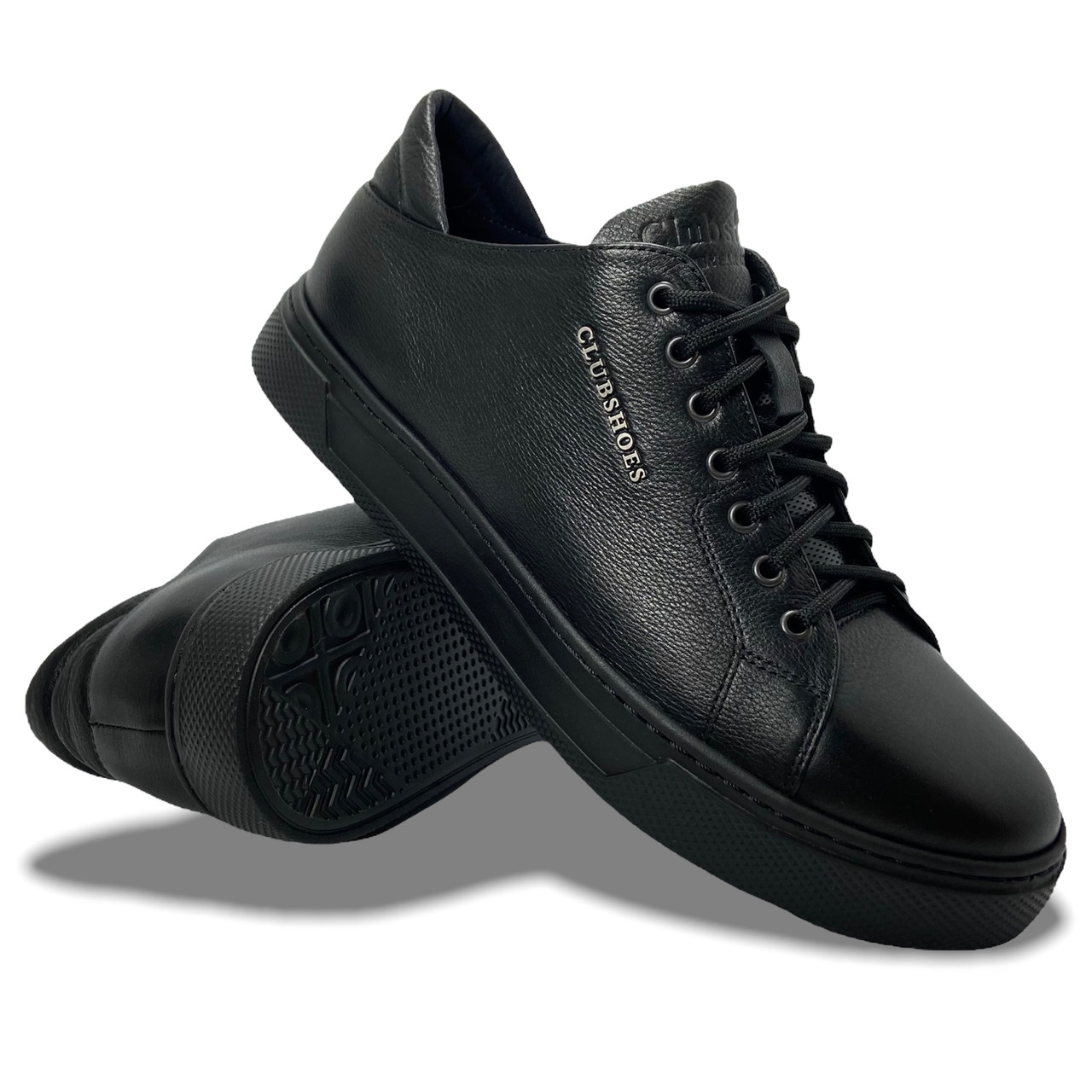 Чоловічі весняні кросівки Clubshoes чорні шкіряні зі шнурівкою осінь/весна демі 121