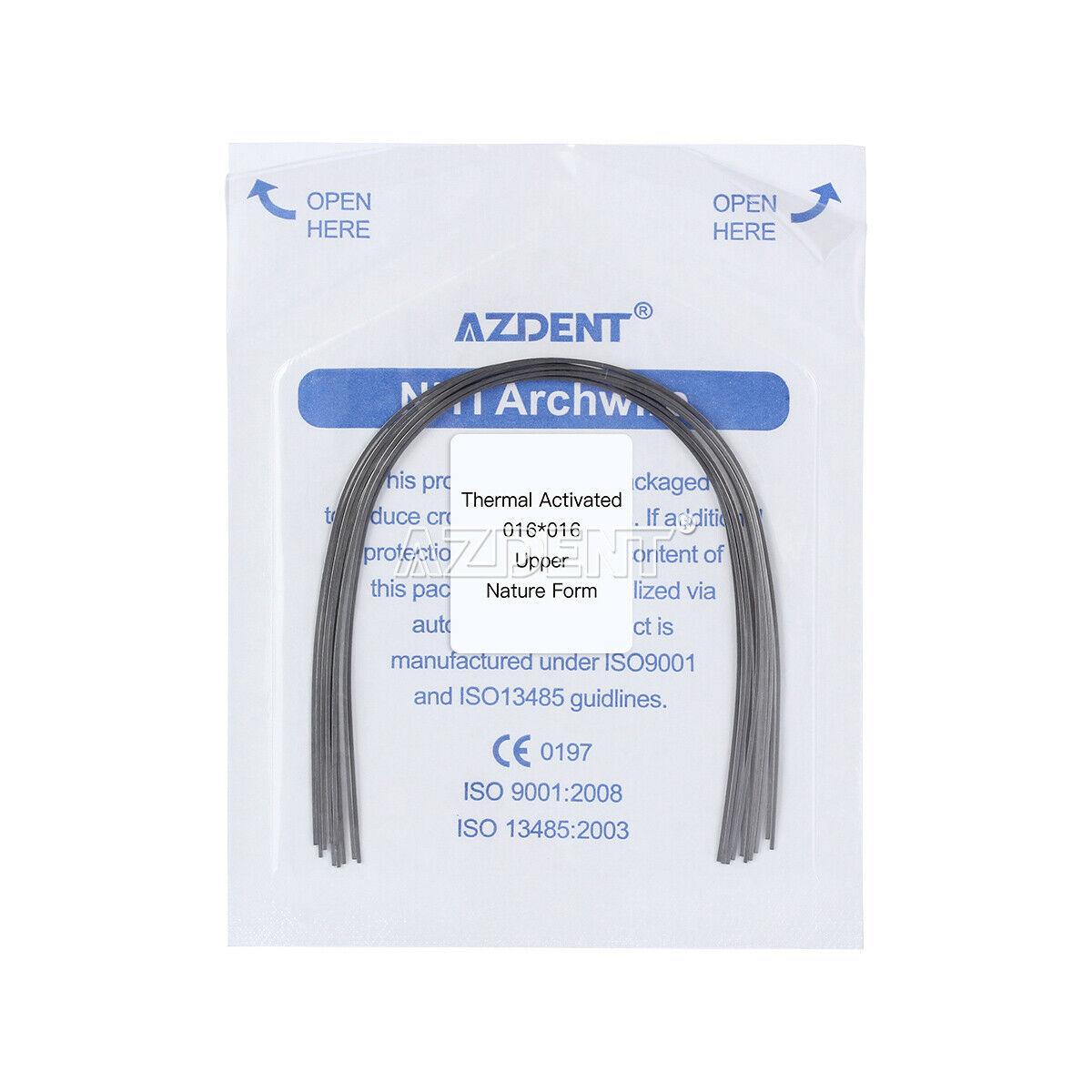 Дуги Azdent Niti thermal activated, 0.16x0.16, верх, 10шт/уп. Natural Form