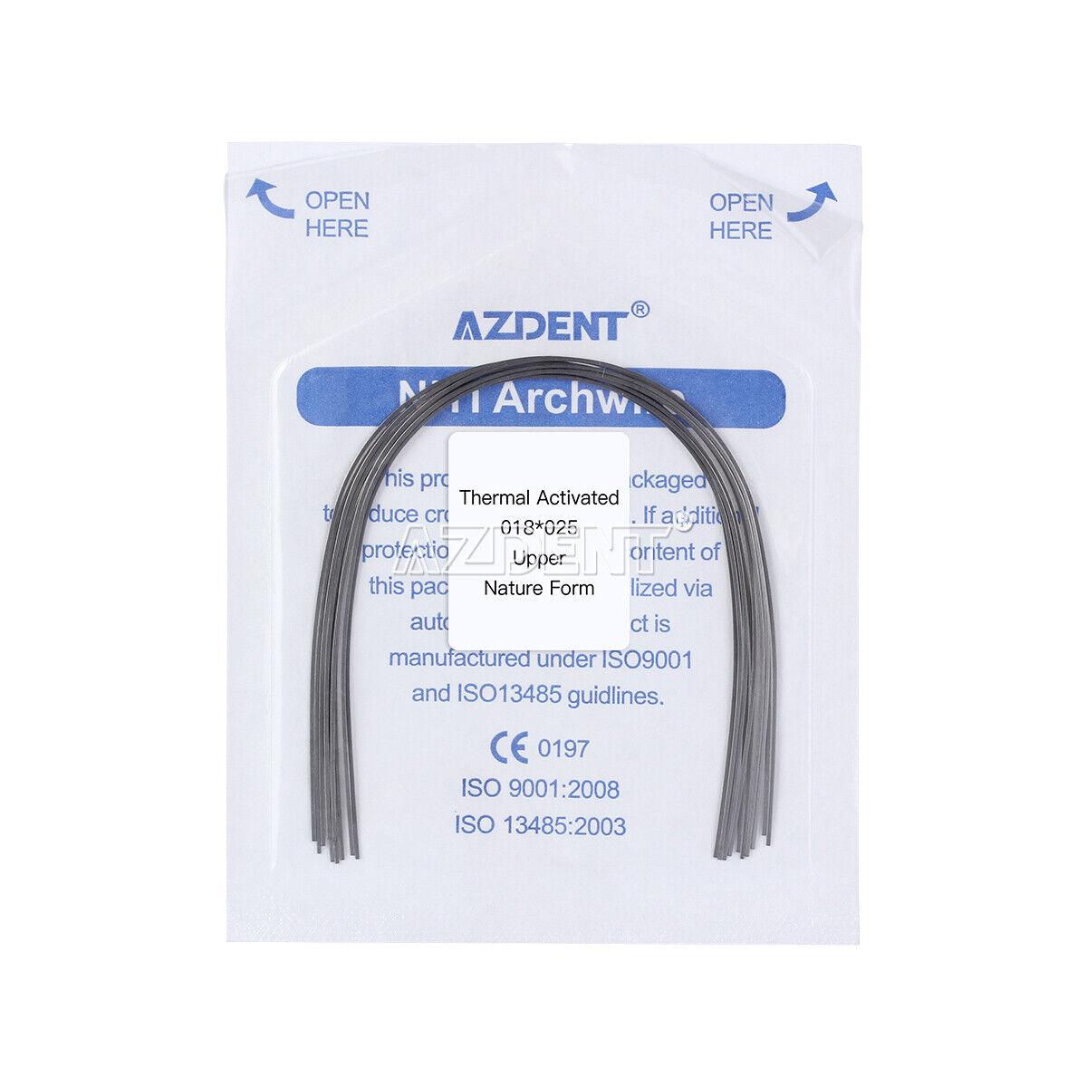 Дуги Azdent Niti thermal activated, 0.18x0.25, верх, 10шт/уп. Natural Form