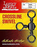 Вертлюг Lucky John Crosline Swivel Black Трёхсторонний 10 шт. № 4, 28 кг (5008-004)