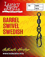 Вертлюг с застежкой Lucky John Barrel Swivel Swedish 10 шт. № 6, 28 кг (5030-006)