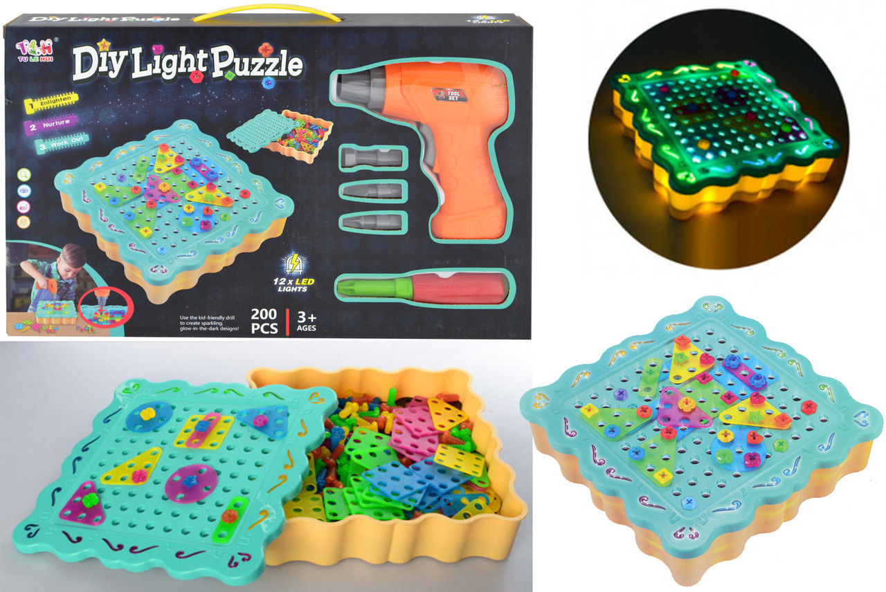 3D Пазл Creativ Puzzle 4 в 1 конструктор "Болтовая мозаїка" з электроотверткой (193 деталі) (14581)