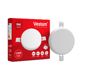Акцiя! Круглий світлодіодний врізний світильник "без рамки" Vestum 9W 4100K 1-VS-5502