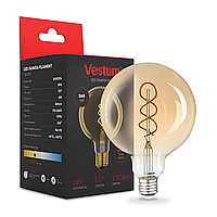 Лампа LED Vestum филамент "винтаж" golden twist G95 Е27 6Вт 220V 2500К