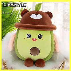 М'яка іграшка Авокадо в капелюсі 30 см Коричневий капелюх / Дитяча плюшева іграшка
