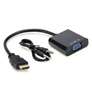 Адаптер конвертер відео + аудіо HDMI - VGA Dellta 1080P Black