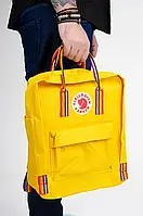 Рюкзак Fjallraven Kanken Classic Rainbow 16л Топ качество с радужными ручками, Желтый