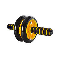 Тренажер колесо для мышц пресса диаметр 14 см (Желтый), Спортивное колесо для пресса