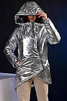 Куртка жіночого демісезонного сріблястого коду П447