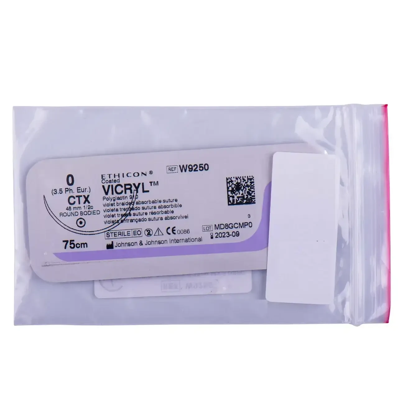 Шовний матеріал Ethicon Vicryl (Вікріл) колюча масивна Taper Point 48 мм, 1/2 кола, 75см W9250, від 12 шт.
