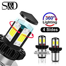 LED лампа H4 міні (ближне-дане світло) 4 діоди. мотоцикл і авто (за 1шт)