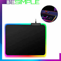 Коврик для мышки с подсветкой RGB от USB 35.5x25см GMS-WT-5 / Геймерский коврик