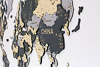 Многослойная деревянная карта мира на стену 200х120 см, Primary