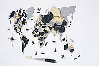 Многослойная деревянная карта мира на стену 300х175 см, Primary