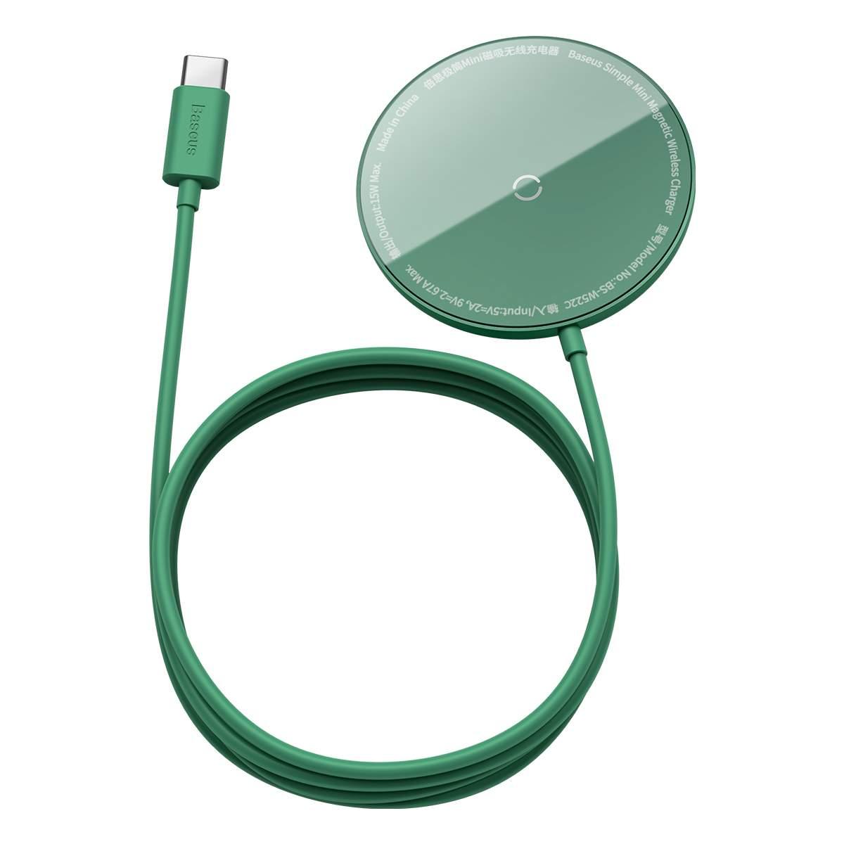 Безпровідний зарядний пристрій (зарядка) для телефону Baseus для iPhone 12/13 Зелений (WXJK-H06)