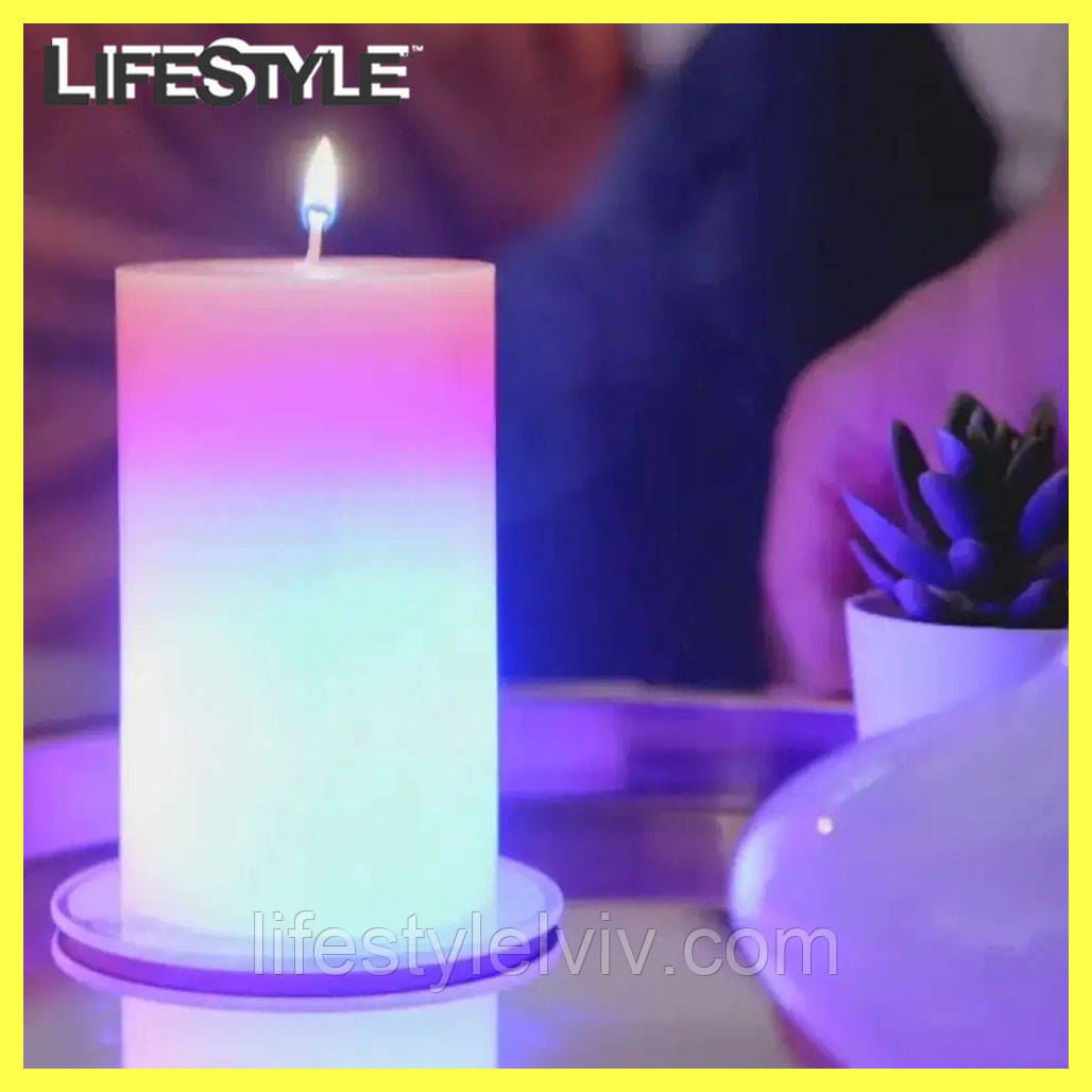 Магічна воскова свічка, що змінює колір / Семикольорова свічка Candled Magic EL-2327 10х6 см, фото 1