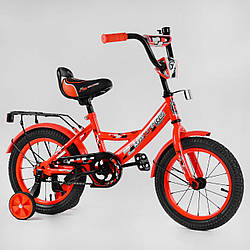 Дитячий двоколісний велосипед 14" Червоний 4-5 років зріст 90-110 см MAXXPRO доп колеса, багажник