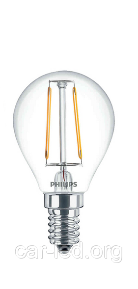 Лампа светодиодная PHILIPS_LED Fila 2.3-25W WW P45_E14 филамент
