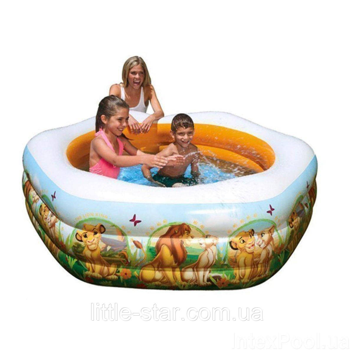 Дитячий надувний басейн Intex 57497 Король Лев, 191 х 178 х 61 см, 540 л, надувне дно