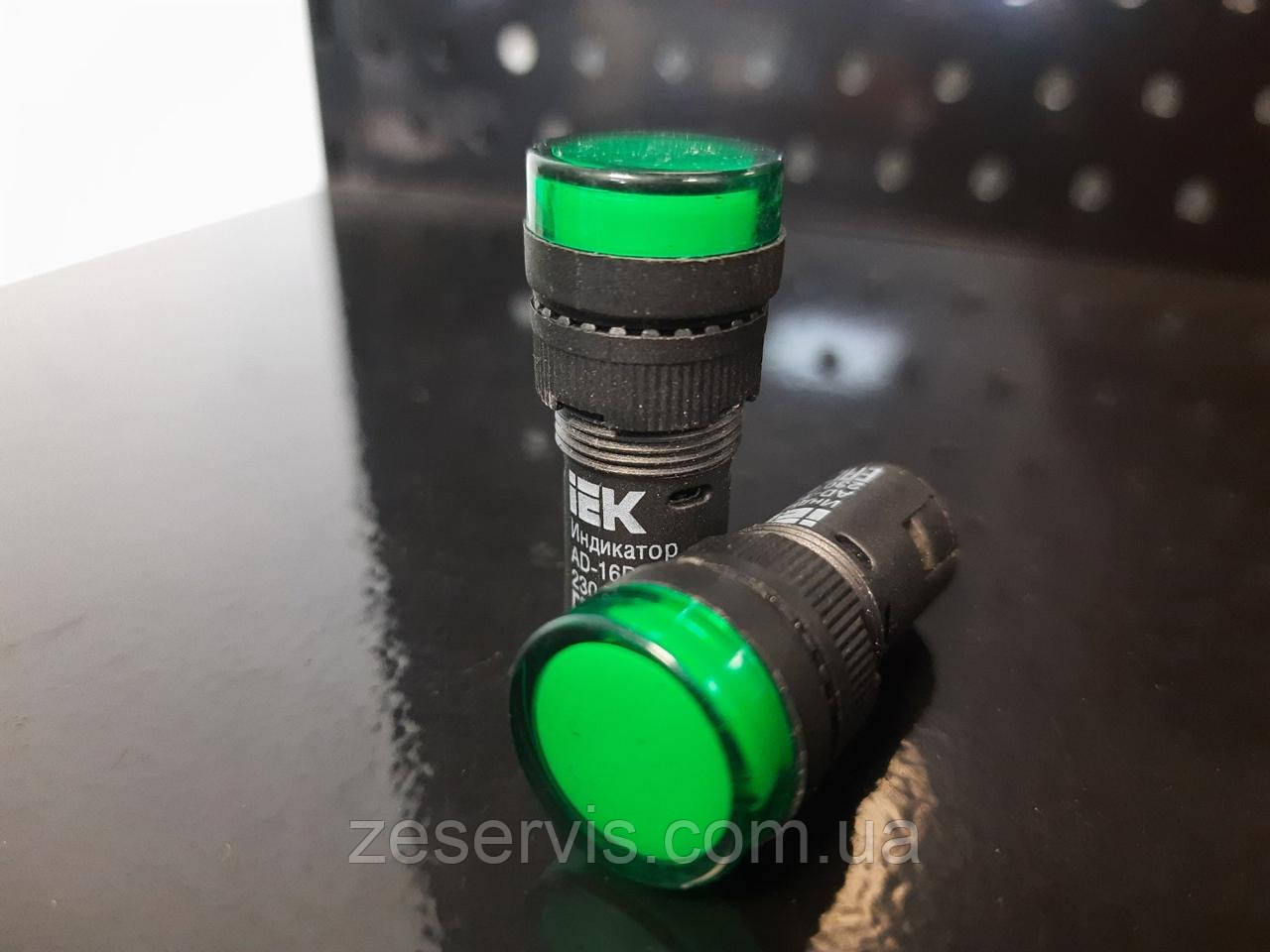 Лампа AD-16DS LED-матриця d16 мм зелена 230В AC, IEK