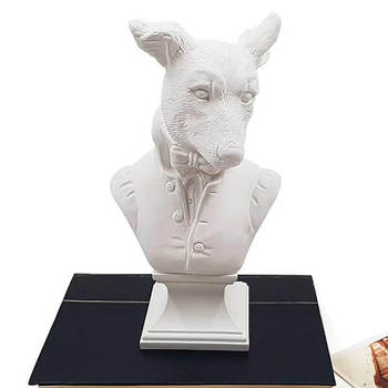 Гіпсовий бюст-скульптура "Поважний пес" (білий), 35 см