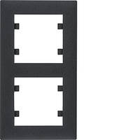 Рамка 2-местная вертикальная Hager Lumina WL5623 черная (для розеток и выключателей)