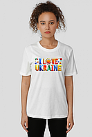 Женская футболка белая "I LOVE UKRAINE"