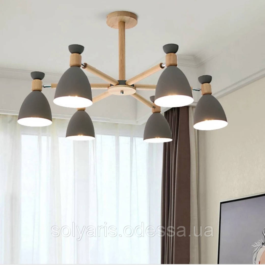 Люстра лофт 75088/6 сірий, білий, чорний, фото 1