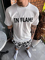 Мужская футболка с надписью (белая) sf252 модная качественная молодежная летняя одежда топ M
