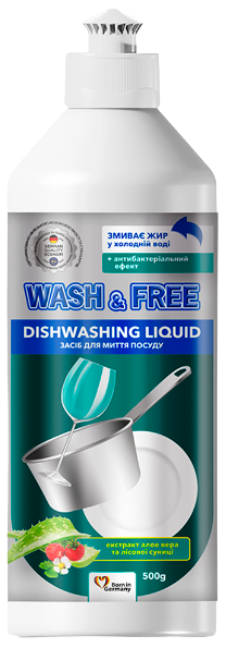 Засіб для миття посуду Wash&Free "Алоє та суниця" (500мл.)