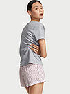 Піжама з Шортами Victoria's Secret Cotton Short Tee-jama, Сіра з рожевим L, фото 3