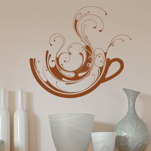 Інтер'єрна наклейка з оракала для кав'ярні, ресторану Кавова фантазія (абстракція, чашка кави з парою)